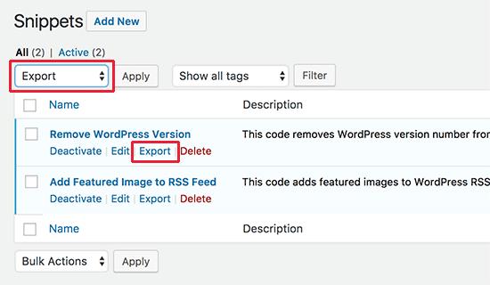 Export your custom code snippets Export your custom code snippets