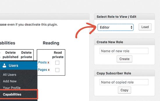 Select Editor user role to edit Select Editor user role to edit