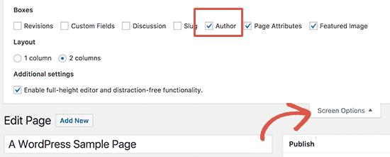 Display Author meta box on page edit screen Display Author meta box on page edit screen
