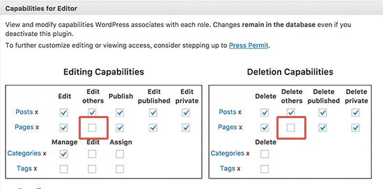 Modify editor user role Modify editor user role