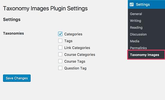 Taxonomy images settings Taxonomy images settings