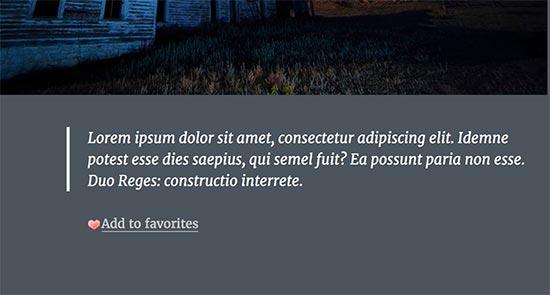 Add to favorite link with image icon on a WordPress post Add to favorite link with image icon on a WordPress post
