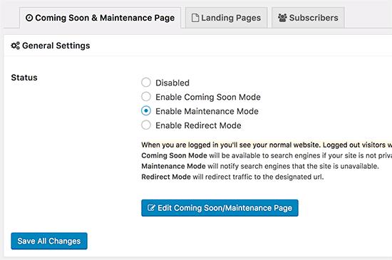 Enable maintenance mode Enable maintenance mode