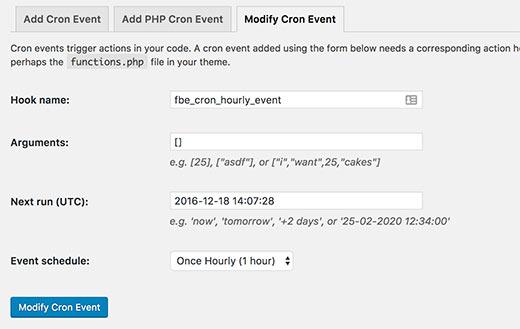 Modifying cron settings Modifying cron settings