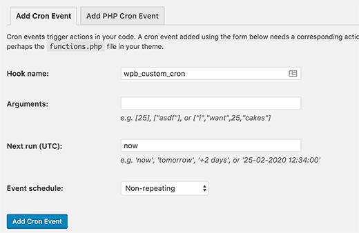 Add custom cron event in WordPress Add custom cron event in WordPress