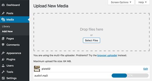 Upload your audio and image files in WordPress Upload your audio and image files in WordPress