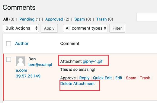 Review and delete attachments when moderating comments in WordPress Review and delete attachments when moderating comments in WordPress
