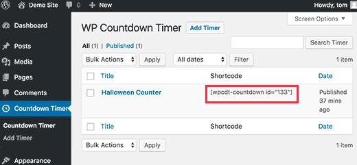 Copy countdown timer shortcode Copy countdown timer shortcode