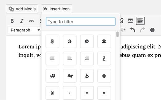 Insert icon into your WordPress post Insert icon into your WordPress post