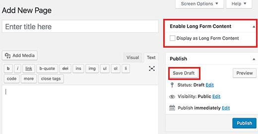 Enable long form content Enable long form content