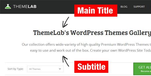 A WordPress page with a title and subtitle A WordPress page with a title and subtitle