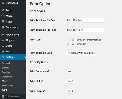 Print Options Print Options
