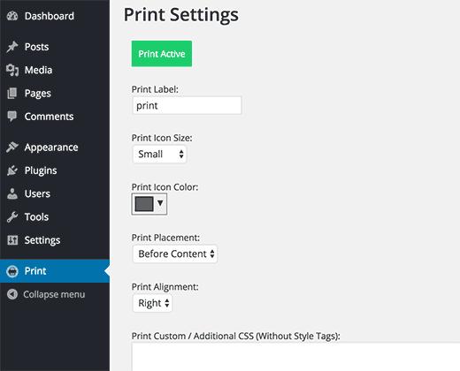 Print settings Print settings