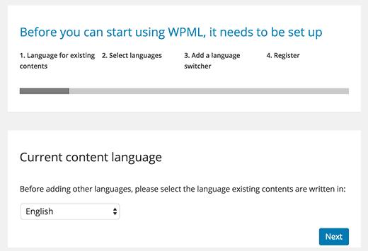 WPML Setup - Choose primary language WPML Setup - Choose primary language