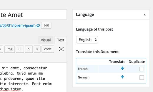 managing translations from post edit screen in WordPress managing translations from post edit screen in WordPress