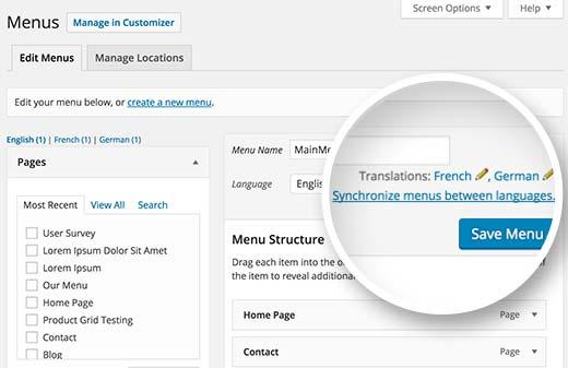 Translate Menus in multilingual WordPress Translate Menus in multilingual WordPress