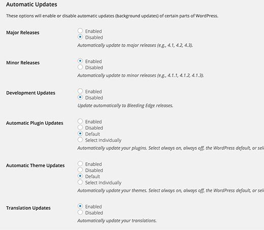 Managing auto updates Managing auto updates