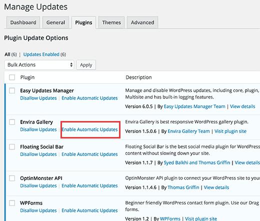 Enable automatic updates for individual plugins Enable automatic updates for individual plugins