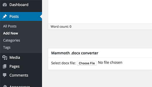 Mammoth docx converter in WordPress Mammoth docx converter in WordPress
