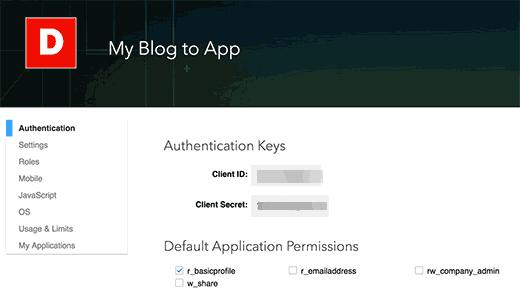 LinkedIn API Keys