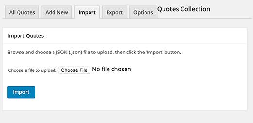 Import quotes into other WordPress site Import quotes into other WordPress site