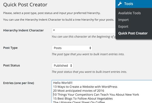 Bulk post creator Bulk post creator