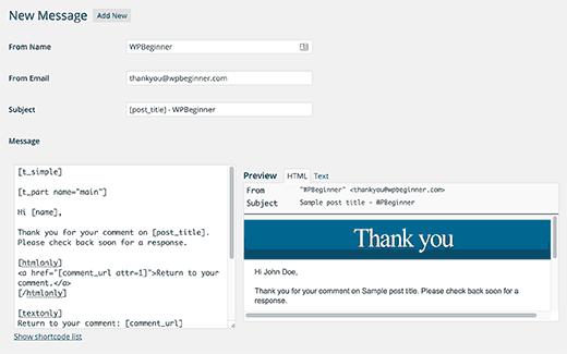 Creating your first thank you email Creating your first thank you email