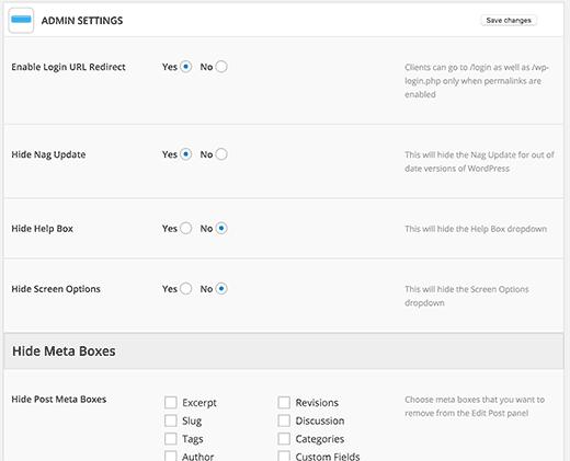 Control admin settings in admin area Control admin settings in admin area