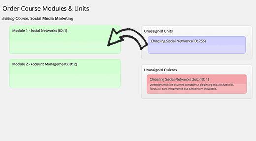 Assigning units and quizzes to modules Assigning units and quizzes to modules