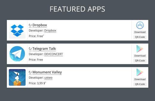 Displaying mobile apps in WordPress with beautiful banners Displaying mobile apps in WordPress with beautiful banners