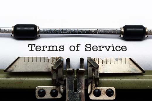 Terms of service agreement Terms of service agreement