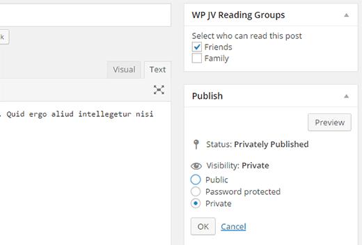 Sharing a post privately with a user group Sharing a post privately with a user group