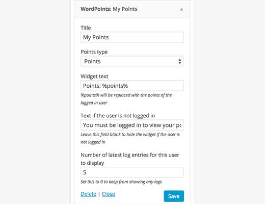 User points widget User points widget