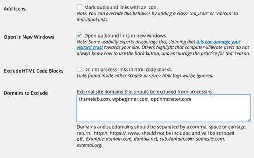 Advanced options for external links in WordPress Advanced options for external links in WordPress