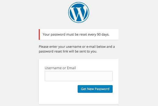 Password reset screen Password reset screen