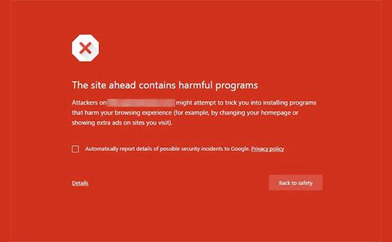 Harmful website warning in Google chrome Harmful website warning in Google chrome