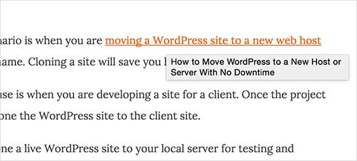 Link title popup displayed in Google chrome on a Mac