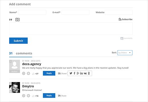 WordPress comments using De:comments WordPress comments using De:comments