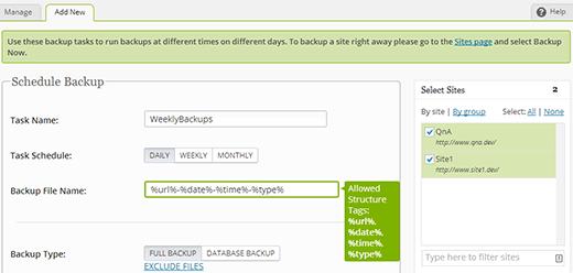 Adding scheduled backup tasks in MainWP Adding scheduled backup tasks in MainWP