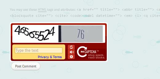 reCAPTCHA appearing on WordPress comment form reCAPTCHA appearing on WordPress comment form