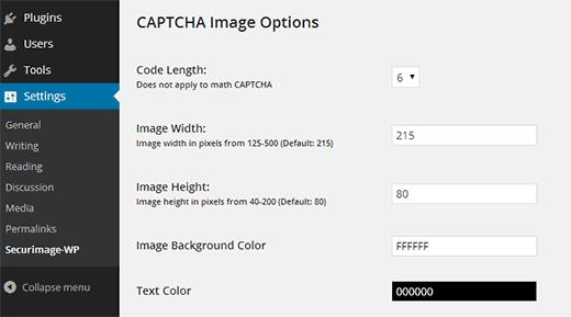 Securimage-WP Settings Securimage-WP Settings