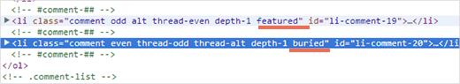 special class added to comments to handle display of featured or buried comments special class added to comments to handle display of featured or buried comments