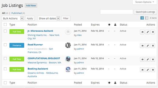 Manage all job listings Manage all job listings