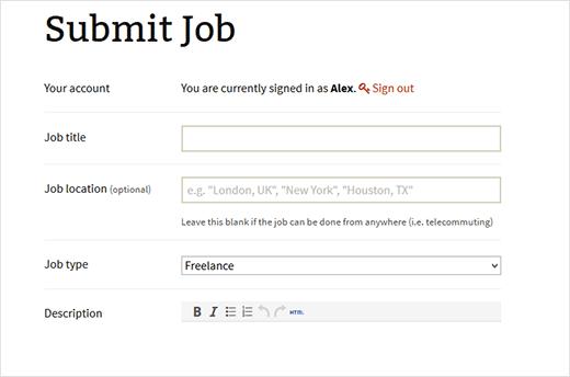 Submit job form to add new job listings Submit job form to add new job listings