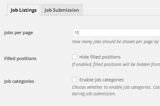 Job listings settings Job listings settings