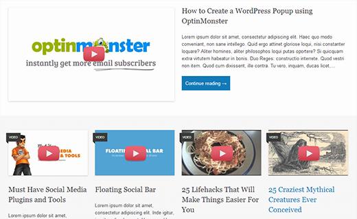An example of video thumbnails in WordPress An example of video thumbnails in WordPress