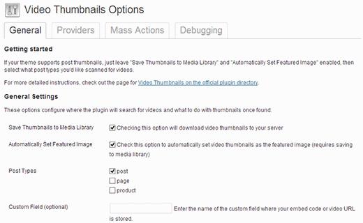 Setting up video thumbnails Setting up video thumbnails