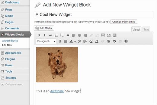 Creating a widget using visual editor in WordPress Creating a widget using visual editor in WordPress