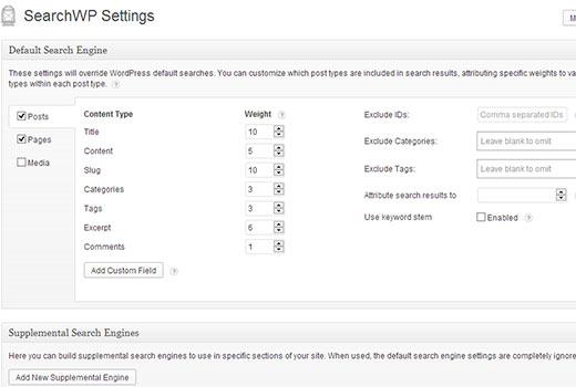 SearchWP Settings Screen SearchWP Settings Screen