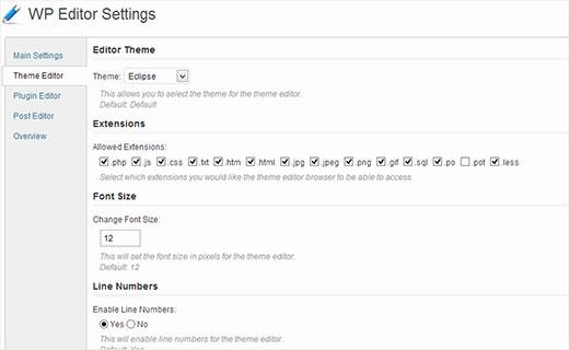 WP Editor main settings WP Editor main settings